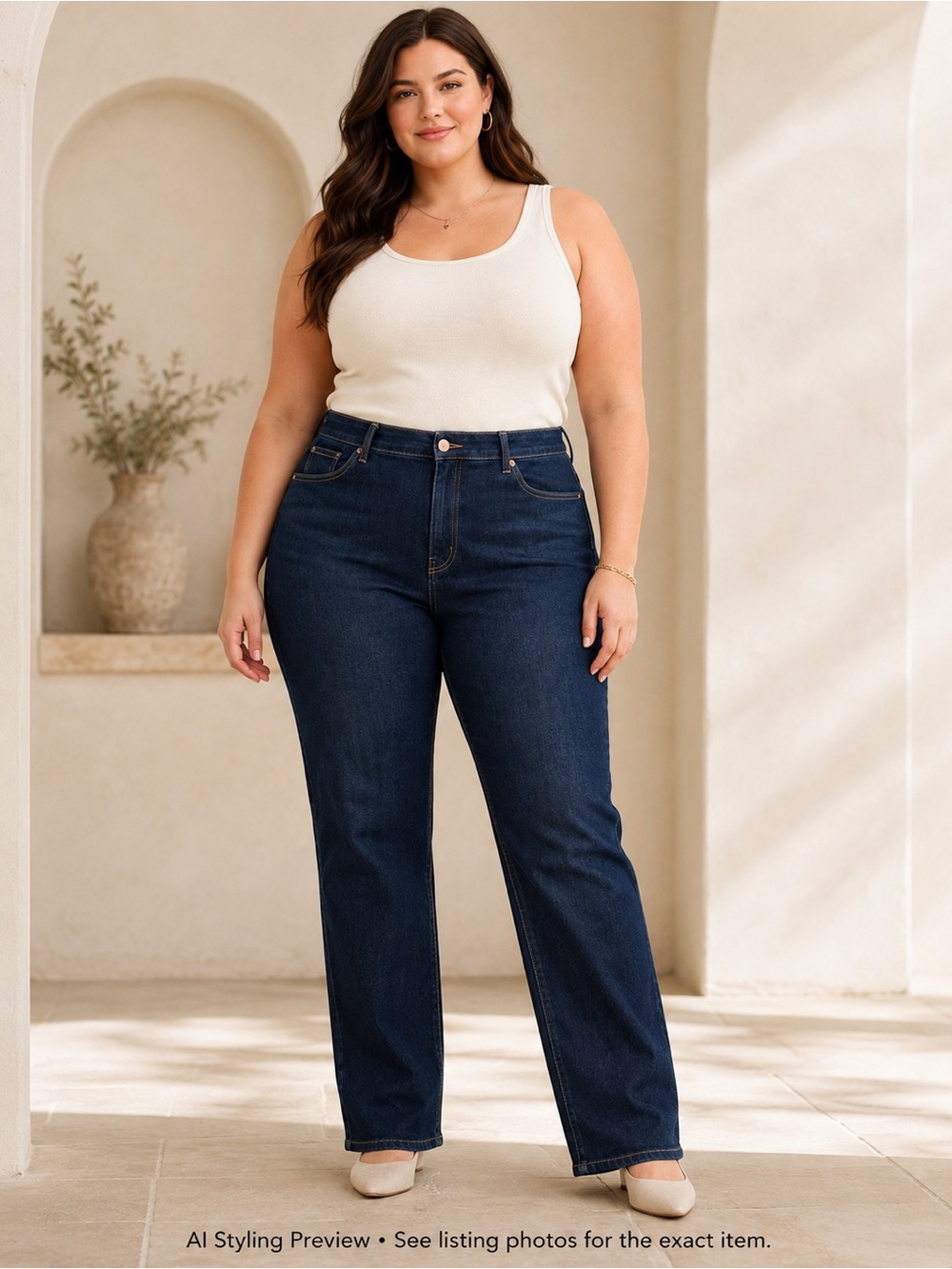D/C Dark Indigo Straight Leg Jeans Tall Plus Size 22 NWT 33.5” Inseam